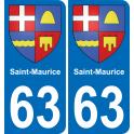 63 Saint-Maurice escudo de armas de la etiqueta engomada de la placa de pegatinas de la ciudad
