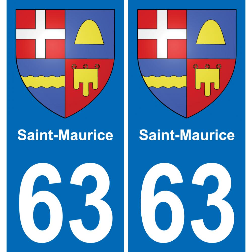 63 Saint-Maurice escudo de armas de la etiqueta engomada de la placa de pegatinas de la ciudad