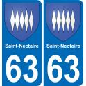 63 Saint-Nectaire escudo de armas de la etiqueta engomada de la placa de pegatinas de la ciudad
