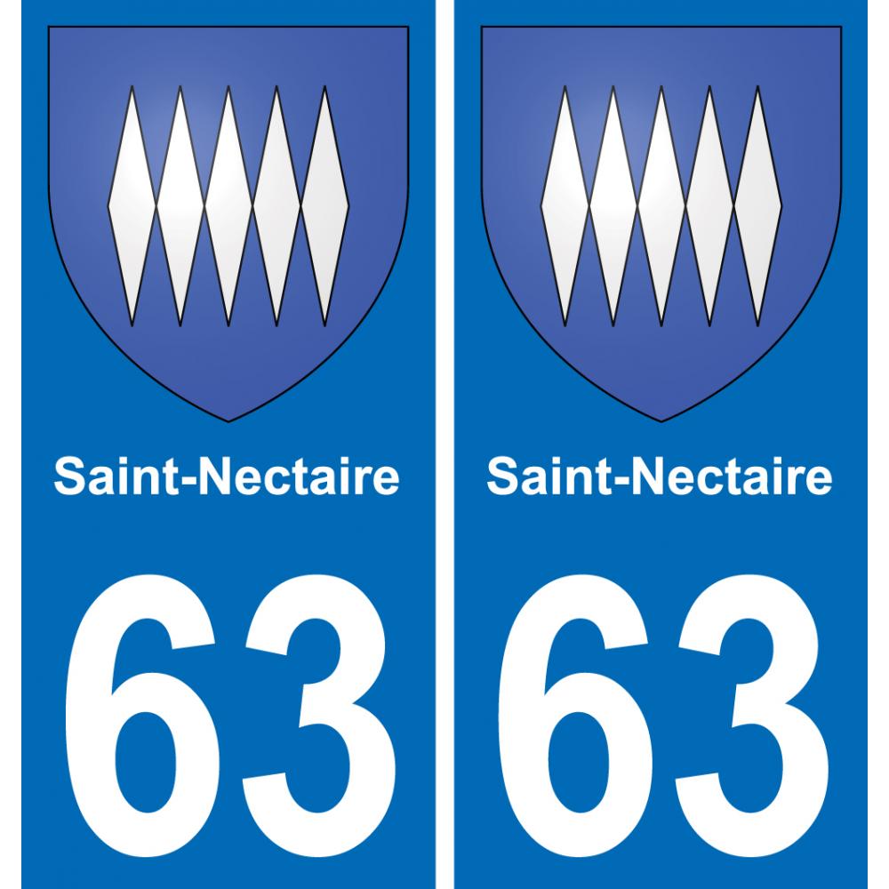 63 Saint-Nectaire escudo de armas de la etiqueta engomada de la placa de pegatinas de la ciudad