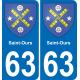 63 Saint-Ours coat of arms sticker plate stickers city