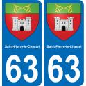 63 Saint-Pierre-le-Chastel escudo de armas de la etiqueta engomada de la placa de pegatinas de la ciudad