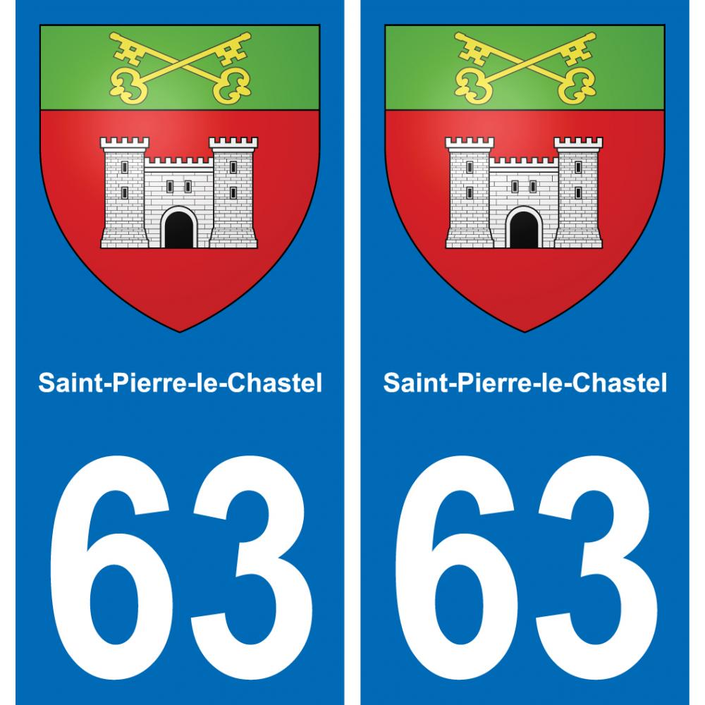 63 Saint-Pierre-le-Chastel escudo de armas de la etiqueta engomada de la placa de pegatinas de la ciudad