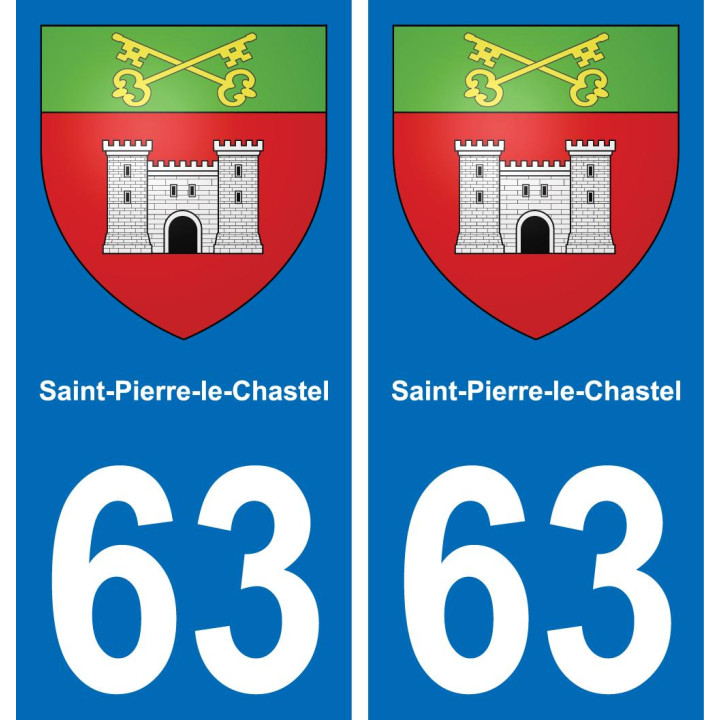 63 Saint-Pierre-le-Chastel escudo de armas de la etiqueta engomada de la placa de pegatinas de la ciudad