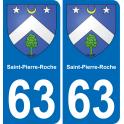 63 Saint-Pierre-Roche escudo de armas de la etiqueta engomada de la placa de pegatinas de la ciudad