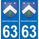 63 Saint-Pierre-Roche escudo de armas de la etiqueta engomada de la placa de pegatinas de la ciudad