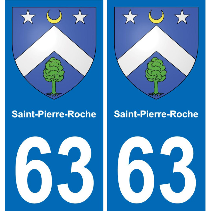 63 Saint-Pierre-Roche escudo de armas de la etiqueta engomada de la placa de pegatinas de la ciudad