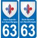 63 Saint-Quentin-sur-Sauxillanges escudo de armas de la etiqueta engomada de la placa de pegatinas de la ciudad