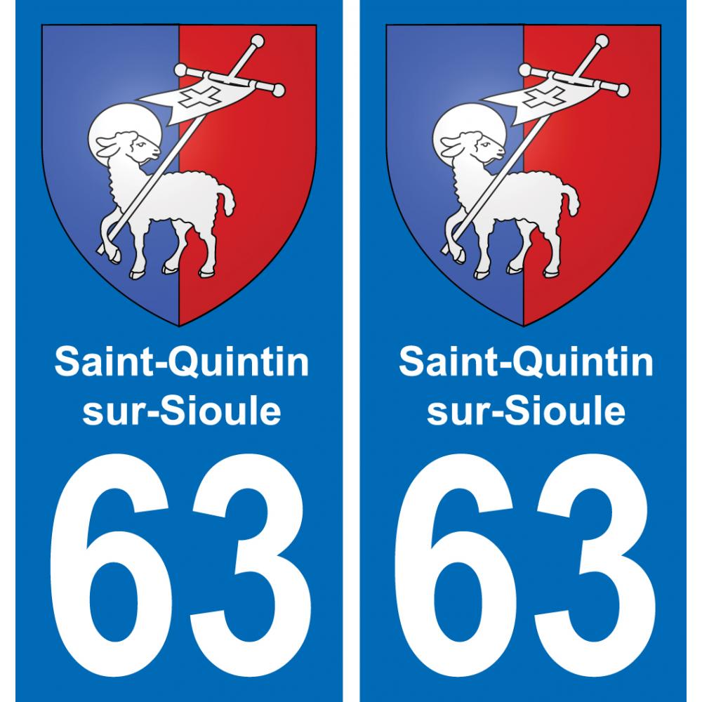 63 Saint-Quintin-sur-Sioule escudo de armas de la etiqueta engomada de la placa de pegatinas de la ciudad