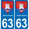 63 Saint-Yvoine stemma adesivo piastra adesivi città
