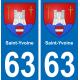 63 Saint-Yvoine stemma adesivo piastra adesivi città