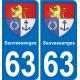 63 Sauvessanges escudo de armas de la etiqueta engomada de la placa de pegatinas de la ciudad