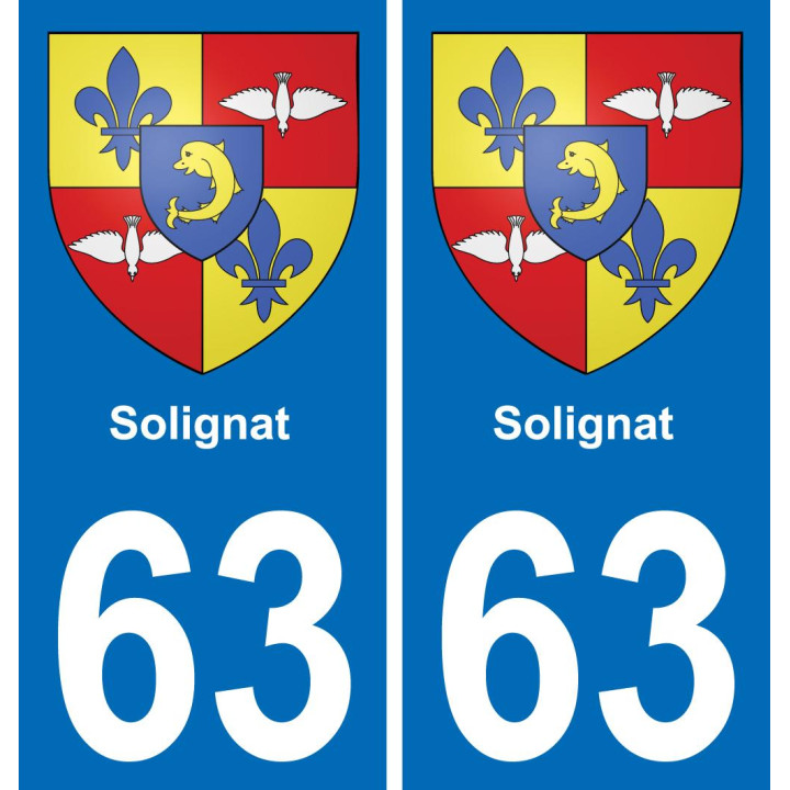 63 Solignat escudo de armas de la etiqueta engomada de la placa de pegatinas de la ciudad