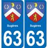 63 Sugères coat of arms sticker plate stickers city