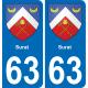 63 Surat blason autocollant plaque stickers ville