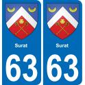 63 Surat escudo de armas de la etiqueta engomada de la placa de pegatinas de la ciudad