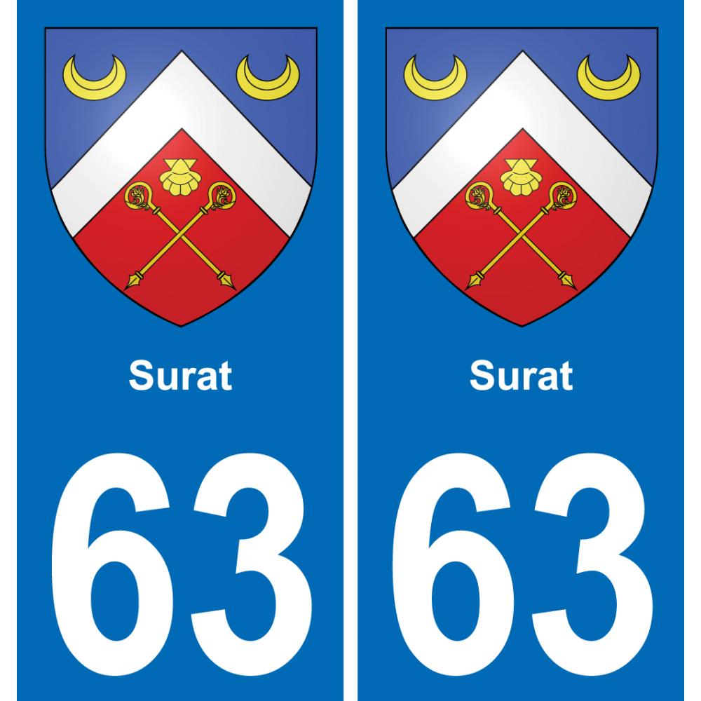 63 Surat blason autocollant plaque stickers ville