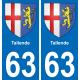 63 Tallende blason autocollant plaque stickers ville