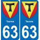 63 Tauves coat of arms sticker plate stickers city