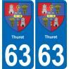 63 Thuret coat of arms sticker plate stickers city