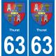 63 Thuret coat of arms sticker plate stickers city