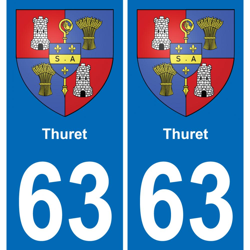 63 Thuret blason autocollant plaque stickers ville