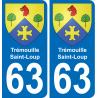 63 Trémouille-Saint-Loup blason autocollant plaque stickers ville