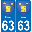 63 Usson wappen aufkleber typenschild aufkleber stadt