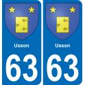 63 Usson coat of arms sticker plate stickers city