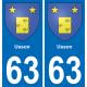 63 Usson blason autocollant plaque stickers ville