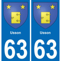63 Usson wappen aufkleber typenschild aufkleber stadt
