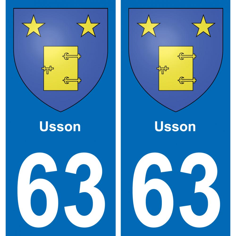 63 Usson blason autocollant plaque stickers ville