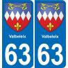 63 Valbeleix escudo de armas de la etiqueta engomada de la placa de pegatinas de la ciudad