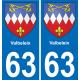 63 Valbeleix escudo de armas de la etiqueta engomada de la placa de pegatinas de la ciudad