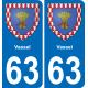 63 Vassel escudo de armas de la etiqueta engomada de la placa de pegatinas de la ciudad