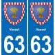 63 Vassel escudo de armas de la etiqueta engomada de la placa de pegatinas de la ciudad