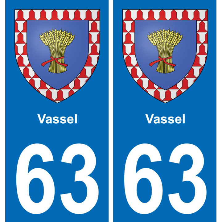 63 Vassel escudo de armas de la etiqueta engomada de la placa de pegatinas de la ciudad
