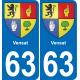 63 Vensat coat of arms sticker plate stickers city