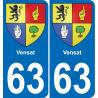 63 Vensat escudo de armas de la etiqueta engomada de la placa de pegatinas de la ciudad