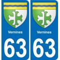 63 Vernines escudo de armas de la etiqueta engomada de la placa de pegatinas de la ciudad