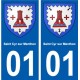 01 Saint-Cyr-sur-Menthon ville autocollant plaque sticker