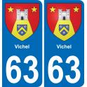 63 Vichel escudo de armas de la etiqueta engomada de la placa de pegatinas de la ciudad