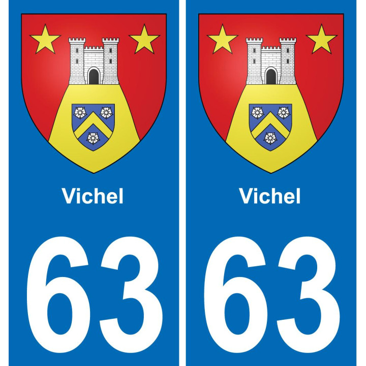 63 Vichel escudo de armas de la etiqueta engomada de la placa de pegatinas de la ciudad