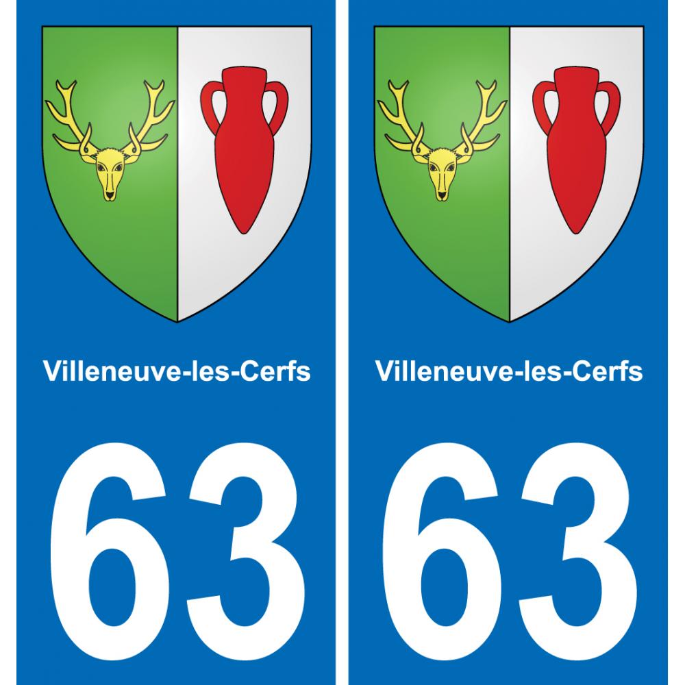63 Villeneuve-les-Cerfs coat of arms sticker plate stickers city