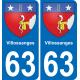 63 Villossanges coat of arms sticker plate stickers city