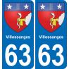 63 Villossanges blason autocollant plaque stickers ville