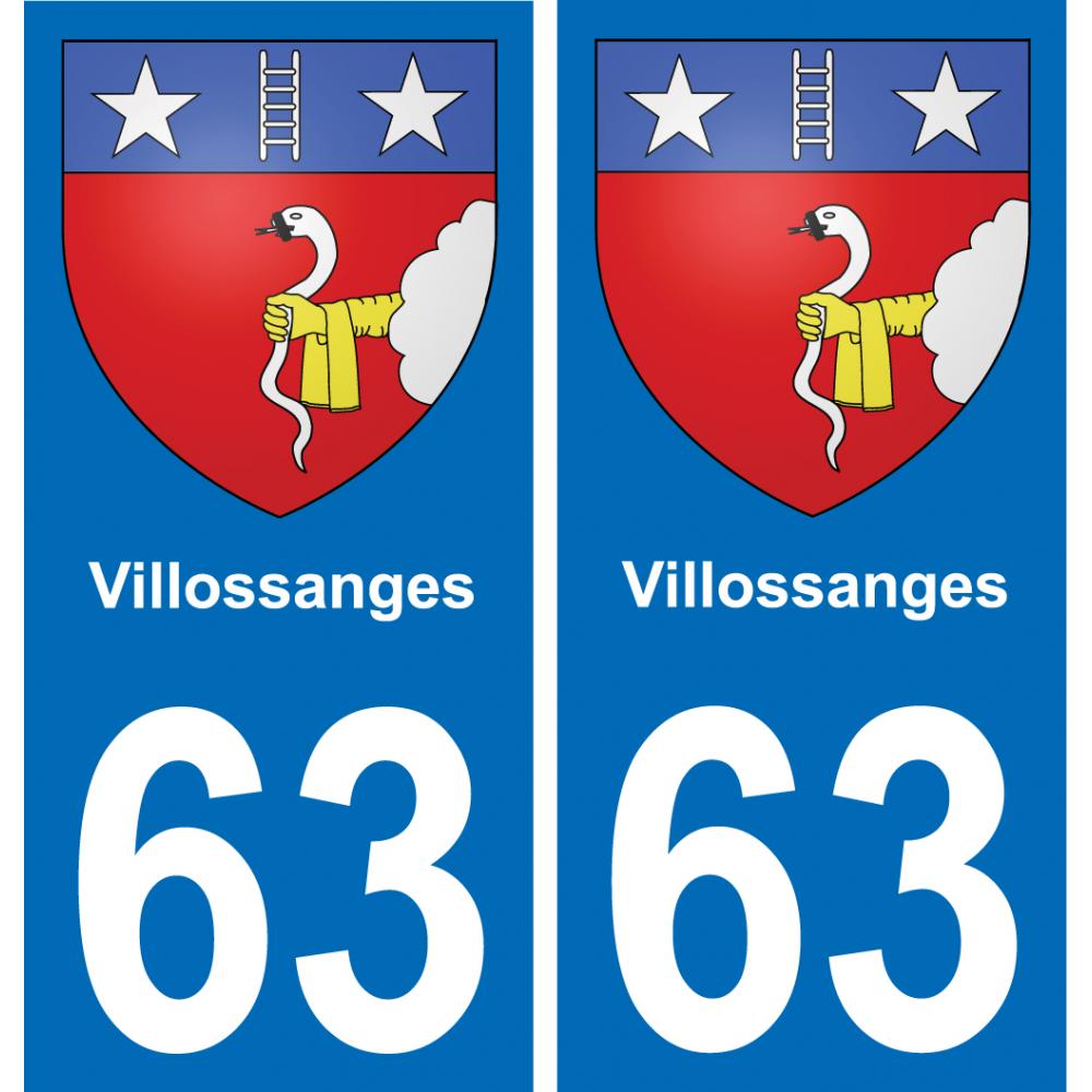 63 Villossanges coat of arms sticker plate stickers city