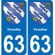 63 Vinzelles blason autocollant plaque stickers ville
