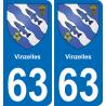 63 Vinzelles blason autocollant plaque stickers ville