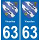63 Vinzelles escudo de armas de la etiqueta engomada de la placa de pegatinas de la ciudad